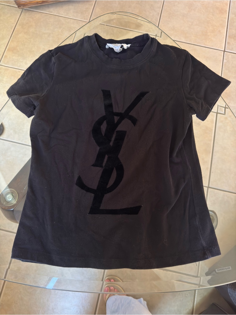 Yves Saint Laurent Black Velvet Logo Tee